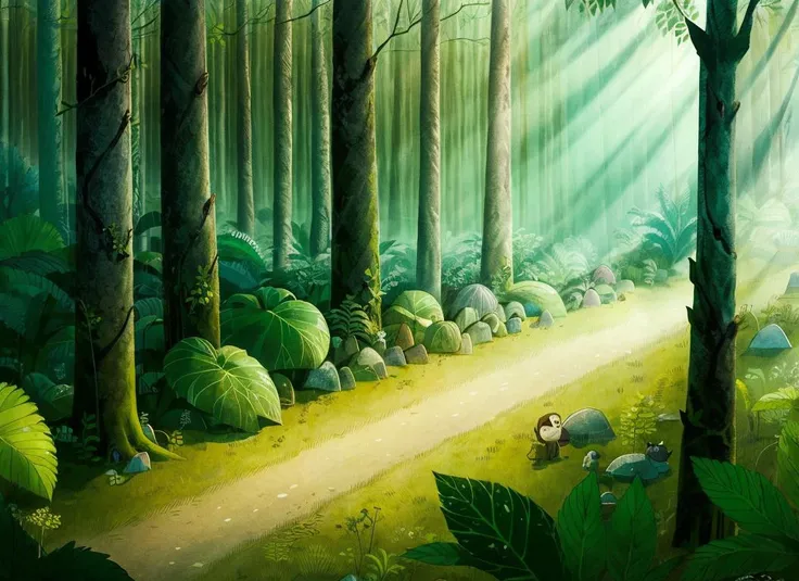 <lora:Song of the Sea_08:0.8>
(masterpiece), (best quality), HDR, Song of the Sea,
outdoors, nature, jungle, under trees, Clear light, crystal, ethereal, Dappled shadows of leaves,
Cartoon, texture, 2d illustration, high contrast, outlines, (minimalism),