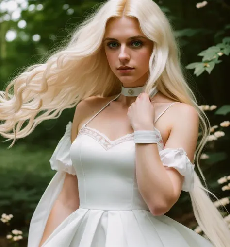 sailor moon, solo, long hair, white choker,sailor senshi uniform, magical girl, long hair, white hair, staff, costume,beautiful dress white, fantasy, style portrait of a gorgeous blond female in the style of stefan kostic, epic character composition, by ilya kuvshinov, alessio albi, nina masic, sharp focus, natural lighting, subsurface scattering, f2, 35mm, film grain,), realistic, photo, HD, 8k,