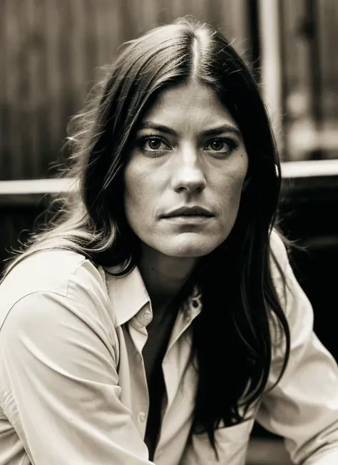 RAW portrait photo of beautiful young sks woman, fancy shirt, natural lighting, by Dorothea Lange, detailed face, UHD, absurdres, epic scene composition, 
cinematic look, Fujifilm XT3, dslr, high quality, film grain 
<lora:locon_jennifercarpenter_v1_from_v1_64_32:1>