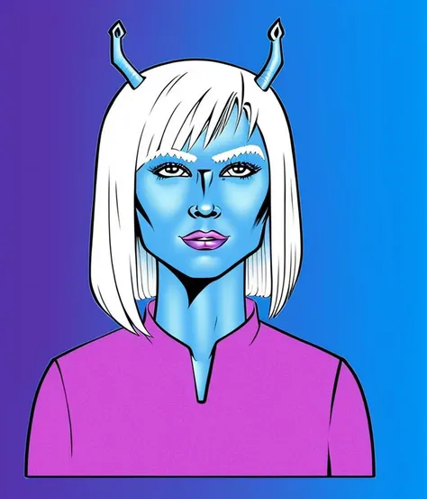 highly detailed drawing, (middle-aged andorian woman), face