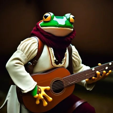 RAW photo,  a frogfolk bard , 8k uhd, dslr, soft lighting, high quality, film grain, Fujifilm XT3