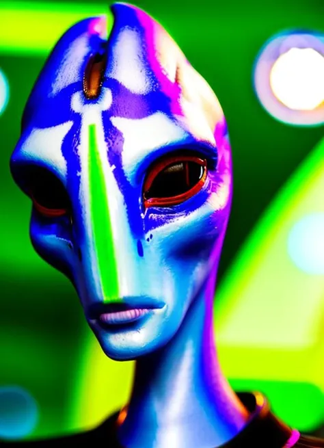 (salarian woman), young cute face, mint green skin, RAW photo, 8k uhd, dslr, soft lighting, high quality, film grain, Fujifilm XT3