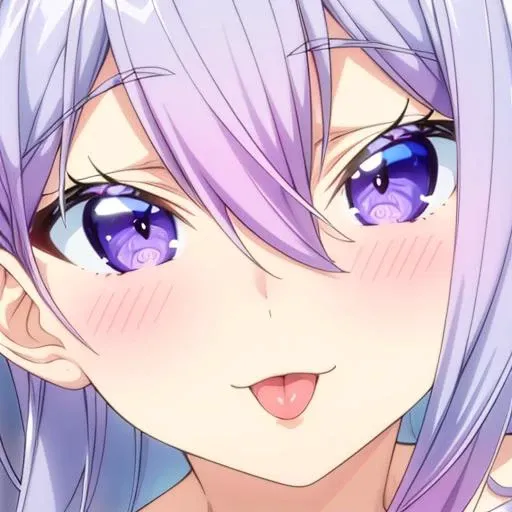 <lora:SilkVonSantana:0.8>, (masterpiece), best quality, intricate details, ultra details, ultra quality, <lora:add_detail:0.6>, rule of third, (looking at viewer), detailed face, detailed iris, glossy lips, 1girl, solo, long hair, purple eyes, hair between eyes, purple hair, collarbone, (hair intakes), bangs, nose blush, upper body, standing, :p