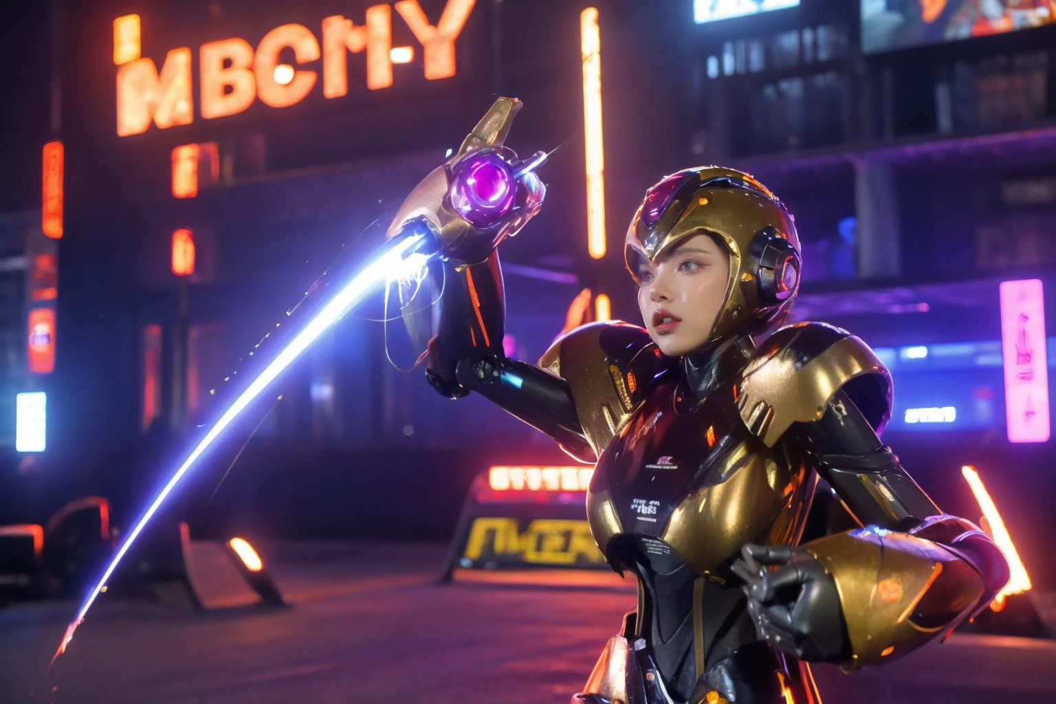 highres, 8k, absurdres, solo, 1girl, unleashing powerful laser beams from its arm cannon, aiming viewer, long hair, solo, medium breasts, kai (rockman x), robot, android, robot joint, (helmet:1.3), outdoor, (cyber world:1.3), metal fences, robotic scene, <lora:Cyberworld_20230622141420-000018:0.8> Cyberworld,
<lora:JP_Girl-000011:0.15> , <lora:RM3X-Kai:0.75> ,