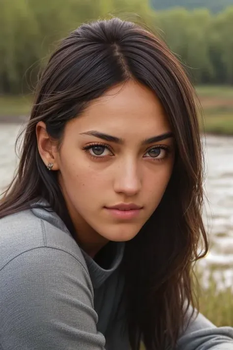 AllisonStokke ((Wearing a sweater and distressed jeans)), ((Professional Photo Shoot)), ((out in the country near a river)), ((sitting on a bench next to a river)), model shoot style, extremely intricate, High Detail, Sharp focus, dramatic, soft cinematic light, (looking at viewer), (Real Eyes), (Detailed Eye Corneas) (detailed pupils), smiling, 24mm, photo lab, elegant, insane details, hyperdetailed, low contrast, epiCRealism, (((SFW)))