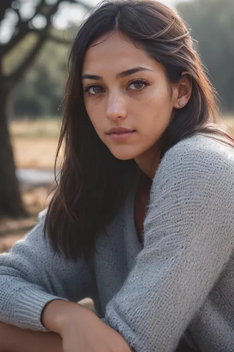 AllisonStokke ((Wearing a sweater and distressed jeans)), ((Professional Photo Shoot)), ((out in the country near a river)), ((sitting on a bench next to a rivermodel shoot style, extremely intricate, High Detail, Sharp focus, dramatic, soft cinematic light, (looking at viewer), (Real Eyes), (Detailed Eye Corneas) (detailed pupils), smiling, 24mm, photo lab, elegant, insane details, hyperdetailed, low contrast, epiCRealism, (((SFW)))