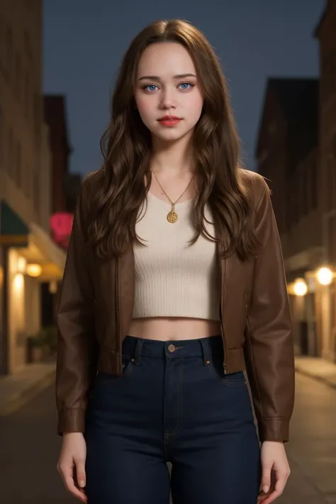 (full body) photo of (LydiaViolet) outdoors posing at night, brown hair, freckles, happy, cheerful, sultry, subtle smile, (heavy makeup, blush), diffuse lighting, soft lighting, pin lighting, golden ratio, rule of thirds, cinematic, film grain, <lora:hd_helper_v1:0.2>