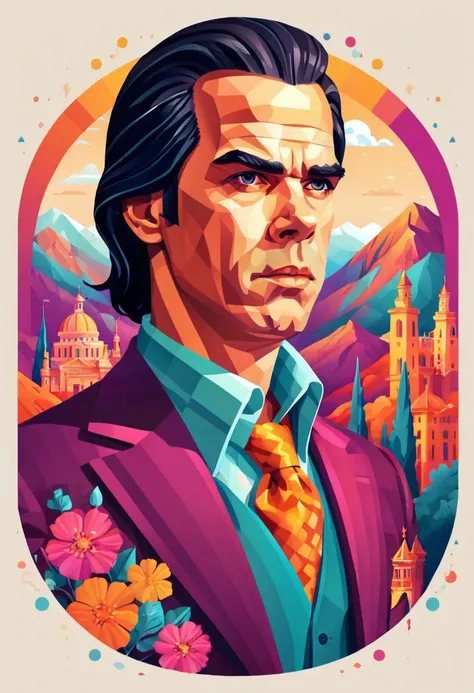 isometric style ohwxnc man, vibrant, beautiful, crisp, detailed, ultra detailed, intricate <lora:nickcave-ohwxnc:1>
