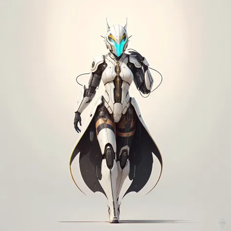<lora:style_mechanimal:0.7>, <lora:style_bugatti:0.5>, epic fantasy illustration, sexy, full body, beautiful female cyborg girl, sleek clean sci-fi, mask