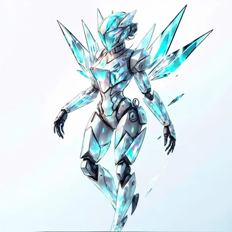 <lora:style_mechanimal:0.7>, <lora:style_crystalline:1>, epic fantasy illustration, crystalline, sexy, full body, cute female robot girl, sci-fi, faceless, mask