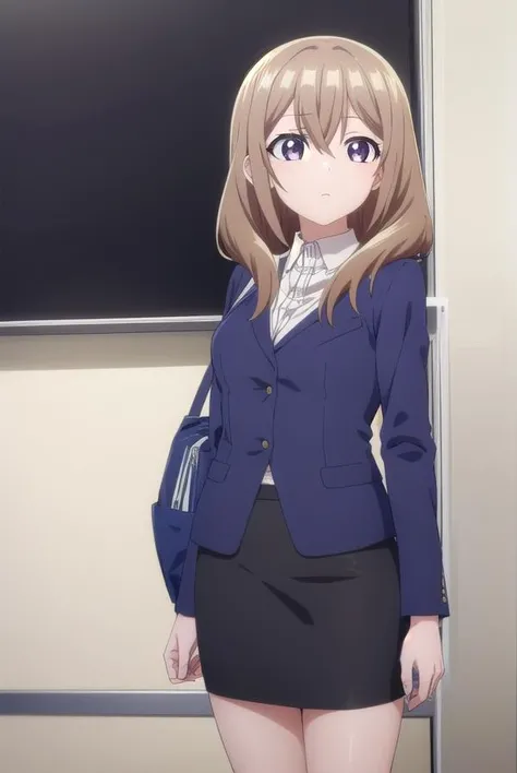 shiorikatase, <lora:shiorikatase-lora-nochekaiser:1>,
shiori katase, long hair, brown hair, hair between eyes, (purple eyes:1.1), light brown hair,
BREAK skirt, shirt, black skirt, formal, suit, pencil skirt, office lady, business suit,
BREAK looking at viewer, upper body, full body, (cowboy shot:1.5),
BREAK indoors, office,
BREAK <lyco:GoodHands-beta2:1>, (masterpiece:1.2), best quality, high resolution, unity 8k wallpaper, (illustration:0.8), (beautiful detailed eyes:1.6), extremely detailed face, perfect lighting, extremely detailed CG, (perfect hands, perfect anatomy),