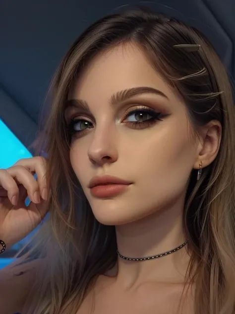 gquality, <lora:cristinini-10:1> 1girl, close-up, makeup, choker