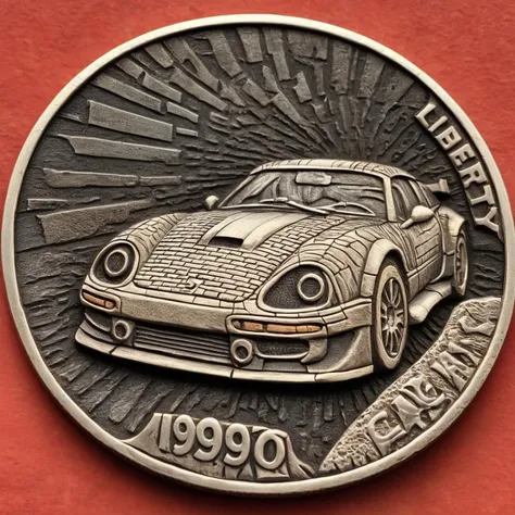 1990s sports car coin carving <lora:Cnl-XL-V1:0.85> cnl, cnl lighting, cnl texture, details in details, realistic lighting, realistic shadows, photography