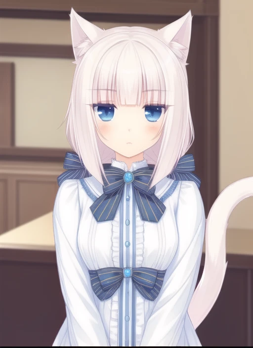 masterpiece, best quality ,<lora:xiangzilan-Version.3:1> , cat_ears,white hair,