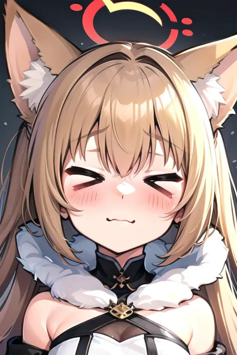 streaked hair, white hair, ahoge, braid, side braid, halo, ribbon, heart-shaped pupils, gradient eyes, streaming tears, yellow eyes, cat ears, kemonomimi mode, blush, shy, ear blush, heart in eye, full blush, moaning, heavy breathing, drooling, naughty face, naughty, fang, nose blush, anime, Surrealism, anime style, god rays, ray tracing, drop shadow, 8k, super detail, UHD, ccurate, high details, high quality, highres, 1080P