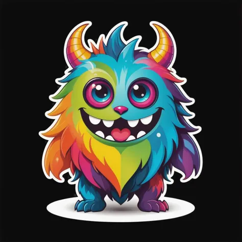 An adorable random monster, colorful, clutter, mysterious, scary, perfect environment, die-cut sticker, logo, vector graphic, t-shirt design, no background, circle outline