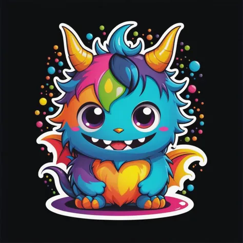 An adorable random monster, colorful, clutter, mysterious, scary, perfect environment, die-cut sticker, logo, vector graphic, t-shirt design, no background, circle outline