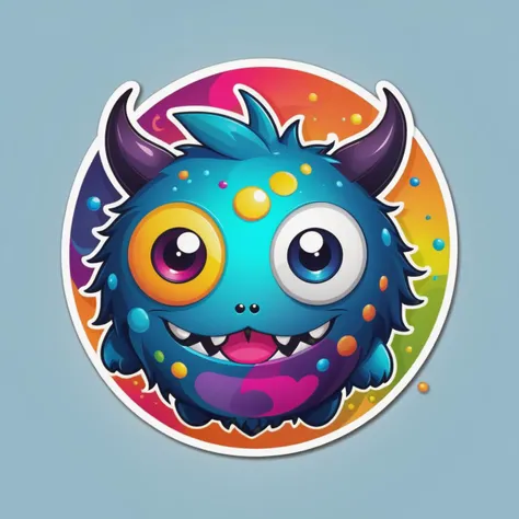 An adorable random monster, colorful, clutter, mysterious, scary, perfect environment, die-cut sticker, logo, vector graphic, t-shirt design, no background, circle outline