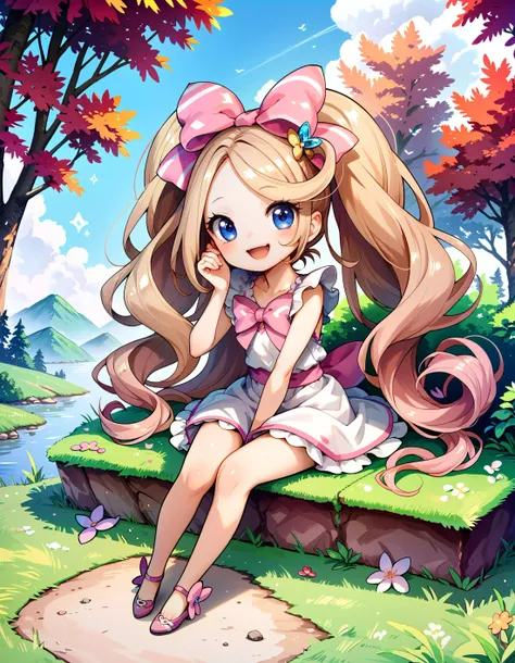 Harime Nui, outside, solo, sitting, happy, score_9, score_8_up, score_7_up