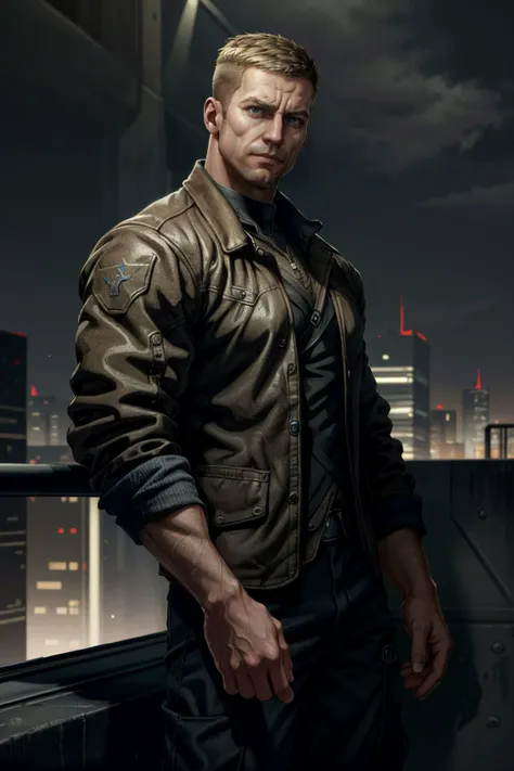 ((masterpiece, best quality))
 <lora:WolfensteinBlazkowicz:0.8>
WolfensteinBlazkowicz, 1boy, solo, short hair, looking at viewer, On a sophisticated city rooftop, dressed in a sharp blazer, with the skyline as the backdrop, at night