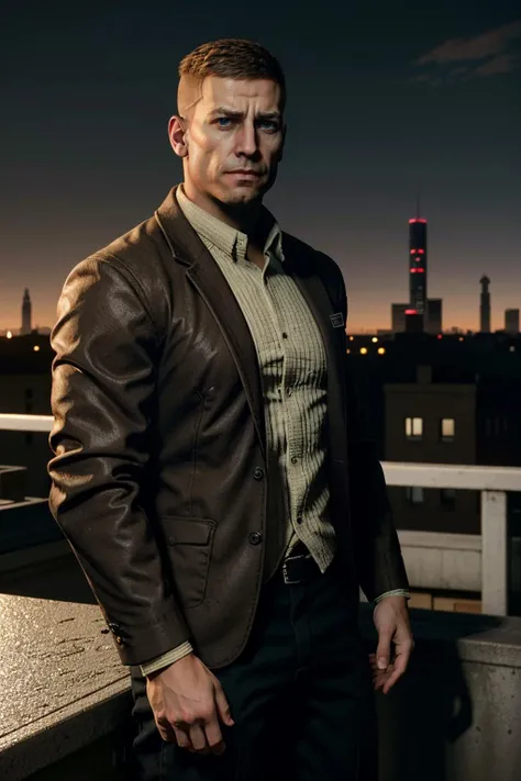 ((masterpiece, best quality))
<lora:WolfensteinBlazkowicz:0.8>
WolfensteinBlazkowicz, 1boy, solo, short hair, looking at viewer, On a sophisticated city rooftop, dressed in a sharp blazer, with the skyline as the backdrop, at night