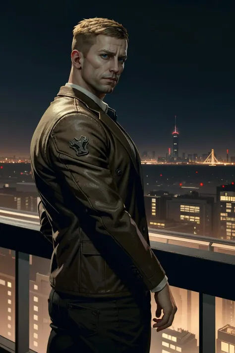 ((masterpiece, best quality))
<lora:WolfensteinBlazkowicz:0.8>
WolfensteinBlazkowicz, 1boy, solo, short hair, looking at viewer, On a sophisticated city rooftop, dressed in a sharp blazer, with the skyline as the backdrop, at night