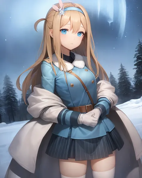 (extremely detailed CG unity 8k wallpaper),(masterpiece), (best quality), (ultra-detailed), (best illustration),(best shadow), cowboy shot, (sharp eyeliner, eyeshadow, detailed eyes:1.1), winter background, trees, snow, mountains, aurora borealis
,BREAK
suomi
<lora:Suomi:1>