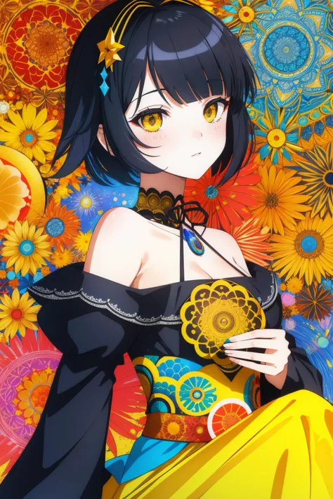 1girl, (abstract art stylized by Hans Hinterreiter:1.3) , colorful art, cozy Ultraviolet Photography of an award winning, Stupid Impressive Slate Gray and Lemon Yellow ("The Mythology of Justification":1.3) , Tudor nature and hillside, at Sunrise, split diopter, Detailed illustration, Dark, Academism, Moonlight, Short exposure, Canon 5d mark 4, Selective focus, anaglyph filter, Mandala, Yellow and Nature flakes, wallpaper, ultra high res, goth