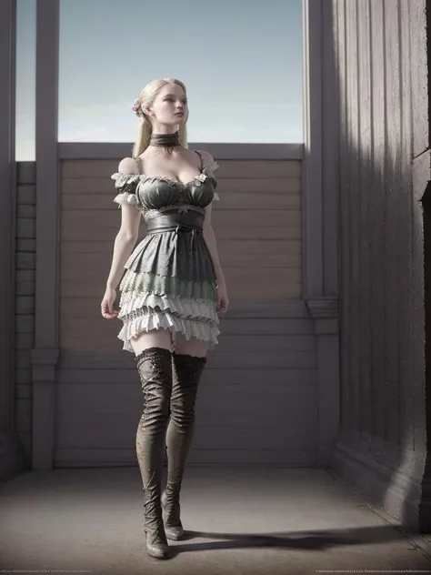 (Full body shooting:2), (Full Focus:1.3), No obstruction on the face, plethora of colors, anatomy correct, The female character wears a princess puffy dress,Pink and tender tones, Strangle effect, High-heeled leather shoes, anklet, leg loops, collars, Heavy makeup, A shallow laugh, Latex stockings must be worn, hyper HD, Ray traching, structurally correct, Award-Awarded, high detal, lightand shade contrast, cinmatic lighting, tmasterpiece, super detailing, high high quality, high detal, best qualityer, 16k. waiting