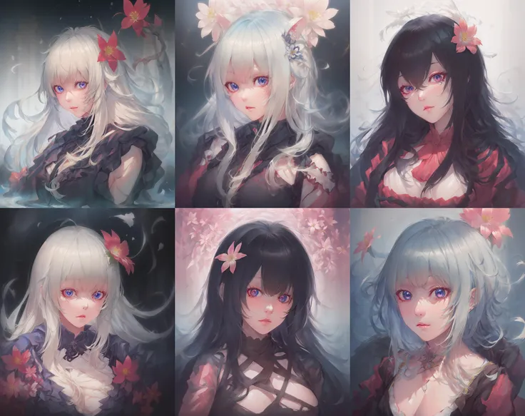 <lora:chaosflowers:1>, 1girl, flower, female in her 20's,  [monster girl:0.45], detail face, deep eyes,