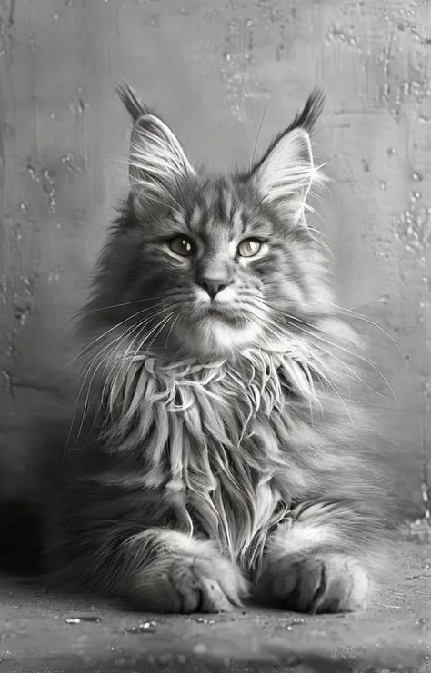 masterpiece,best quality,<lora:tbh155-sdxl:1>,illustration,style of Guido Argentini, cute Mainecoon cat