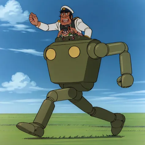 <lora:Monsley005:0.7>,
Robonoid,robot,running,parody,clenched teeth,hat,crossover,1boy,grass,mecha,day,sky,style parody,barefoot,black hair,teeth,cloud,shorts,military,outdoors,uniform,tank top,peaked cap,multiple boys,admiral (kancolle),male focus,blue sky,2boys,food,military uniform,candy,lollipop,short hair,retro artstyle,clenched hands,signature,1girl,chasing,artist name,clenched hand,brown hair,military hat,