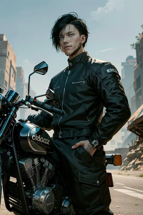 ((ultra detailed, masterpiece, best quality))
<lora:CyberSandayuOda:0.8>
CyberSandayuOda, 1boy, solo, black hair, blue eyes, handsome, muscular, Posing by a classic motorcycle, clad in rugged biker attire, with an adventurous spirit