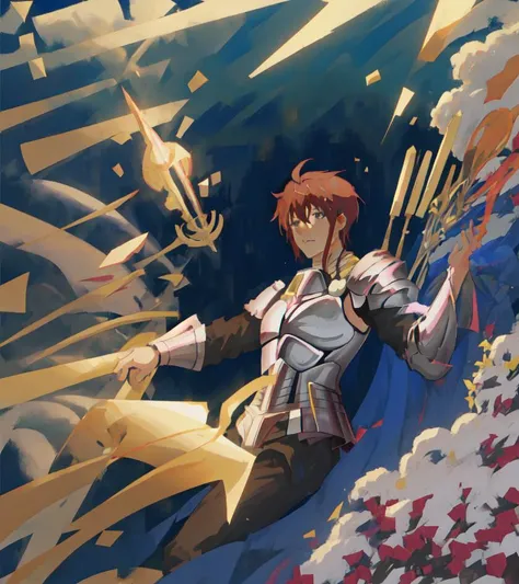 boshin, solo, 1boy, a lot of daggers floating in the air, reaching
<lora:bofuri_extract_convP01_linearP04:1>