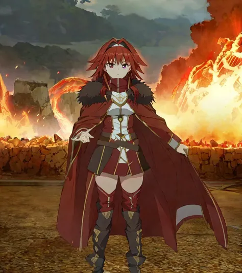 (BoMii), 1girl, solo, best quality, beautiful lighting, outdoors, cowboy shot, outdoors, looking at viewer, fire, explosion, hair band,
depth of field, (extremely detailed CG unity 8k wallpaper), intricate, High Detail, full body
<lora:bofuri_extract_convP01_linearP04:1>