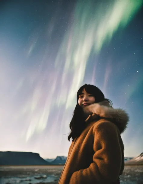 <lora:DetailedEyes_xl_V2:1>,<lora:neg4all_bdsqlsz_xl_V7:1>,SDS_girl,ulzzang,ffffound,
aurora,glacier,out of focus,heartfelt happiness,a woman poses for a photo in iceland,a very detailed sky,shooting by sony g master,national geographic,