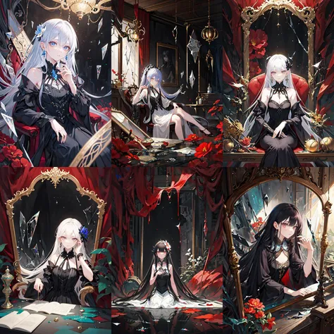 (otherworldly, otherworldly atmosphere, otherworldly appearance), highly insanely detailed, masterpiece, top quality, best quality, highres, 4k, 8k, RAW photo, Caribbean, dark tunnel,
china street, egyptian,
depth of field, focused, foreshortening,
1girl, long_hair, collar, earrings,
jav, half naked,
(flower filed),
1girl, sitting_on_chair, elegant posture, (broken glass:1.3), mirror, elegant, intricate, (upper_body:1.2), digital photography, <lora:Lws mural_20231112121239:0.3>, (fantasy world)