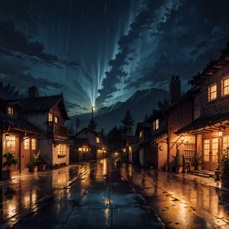 raining night ,village road<lora:add_detail:1.0>