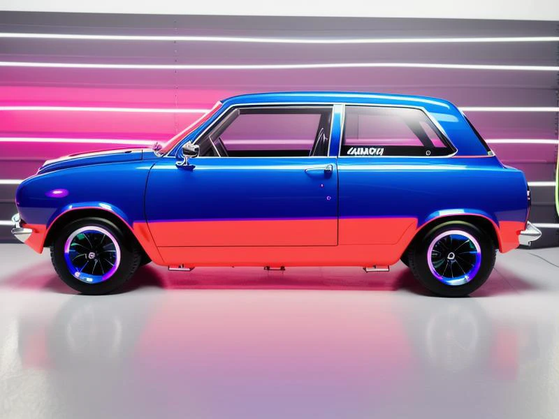 retro race car galaxy stars paint, neon