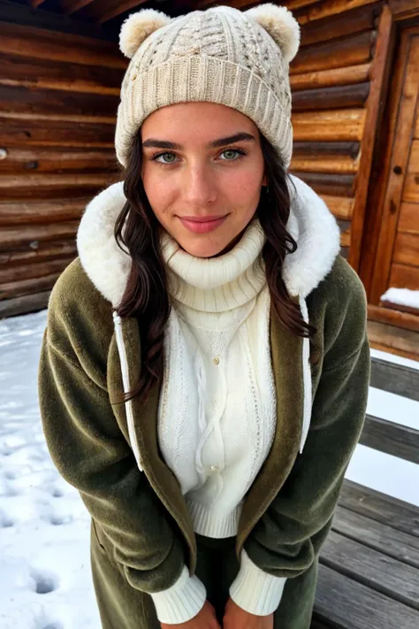 <lora:Lily:0.9>, realistic photo of a photo of Lily, simple, homely, covered up, cozy and warm, (wearing a large bear skin coat:1.2), fur, hunter, wearing a beenie, in the snow, wearing a loose turtleneck sweater, wearing a scarf, wearing a sweater vest, wearing sweatpants, wearing a hat, covered up, no skin exposed, standing, (detailed eyes:1.2), ultra detailed skin, detailed face, light on face, realistic skin, random pose, (ultra sharp image:1.2), realistic skin textures, non-offensive, non-triggering, wholesome, within Civitai TOS rules, within Civitai TOS guidelines, content that will not be deleted for breaking Civitai TOS, nothing sus, super G rated