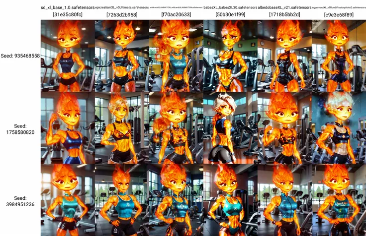 a beautiful Ember at gym <lora:Ember:1>