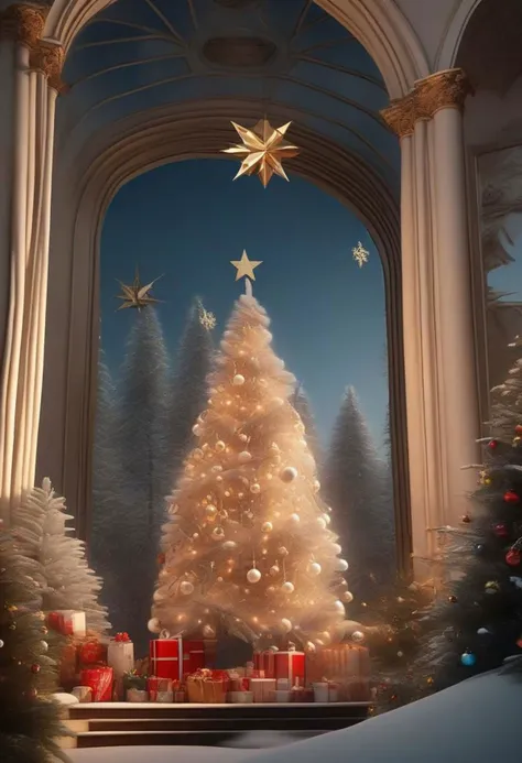 Christmas scenery, perfect composition, beautiful detailed intricate insanely detailed octane render trending on artstation, 8 k artistic photography, 
photorealistic concept art, soft natural volumetric cinematic perfect light, chiaroscuro, 
award - winning photograph, masterpiece, oil on canvas, raphael, caravaggio, greg rutkowski,