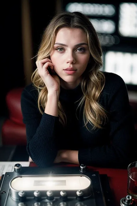 photo of beautiful (Sc4rJ0h4nss0n_HM-145:0.99), a woman, perfect hair, surprised, (modern photo), wearing long sleeve sweater, long pants, portrait, 85mm, (analog, cinematic, film grain:1.3), (Martian Mining Outpost, Remote outpost with drilling rigs, robotic mining, and resource transport.), detailed eyes, professional pose, painted lips, (epiCPhoto), (looking at viewer:1.1), (cinematic shot:1.3), (natural lighting, lit from above), <lora:add_detail:0.5>