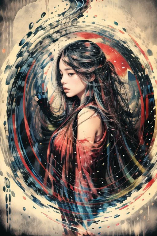 raw photo, (masterpiece, best quality:1.3), (flat color:1.3),facing viewer,1girl,solo,floating colorful water, long hair, <lora:zyd232_InkStyle_v1_0:0.7> <lora:zhongfenghuaxiyou-000018:0.35> <lyco:GPTS4 dreamwave full_478773:0.75> <lyco:GPTS1 lite:0.4> (portrait:1.1), tarot card <lora:comiclo:0.35> <lora:XSTY-CO:0.9>, <lora:add_detail:.5> <lora:more_details:.5>