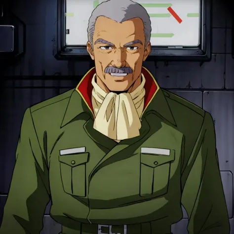 masterpiece,high quality,solo,
<lora:hardysteiner001:0.7>,
hardysteiner,1oldman,
grey hair,black eyes,mustache,facial hair,beard,
green headwear,
military uniform,jacket,ascot,
belt,green pants,