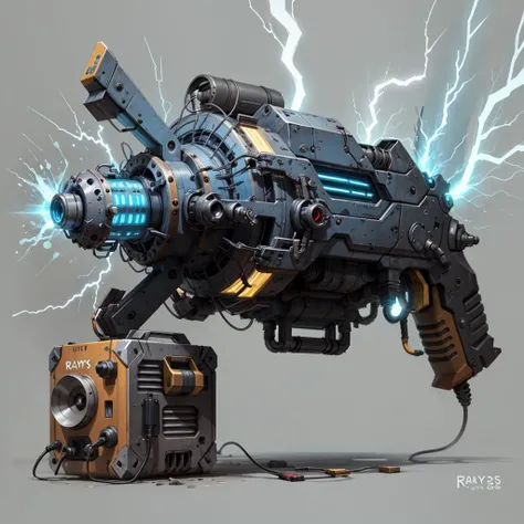 concept art, sketch , <lora:teslapunkai2:.5> , teslapunkai, retro-futuristic,
ray gun , electricity powered