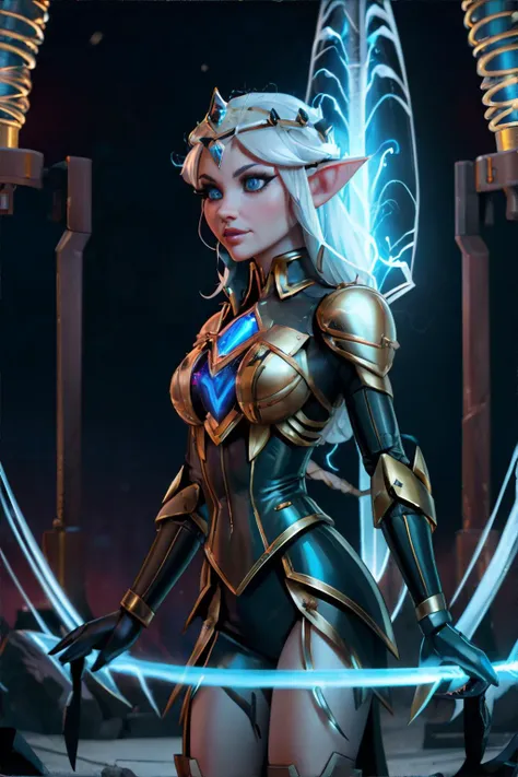 <lora:teslapunk:0.5>, teslapunkai, valvepunkai, elf queen, tesla coils || <lora:teslapunk:0.5>, electricity, metal, fabric, masterpiece, 8k, high resolution, shallow depth of field, sharp focus