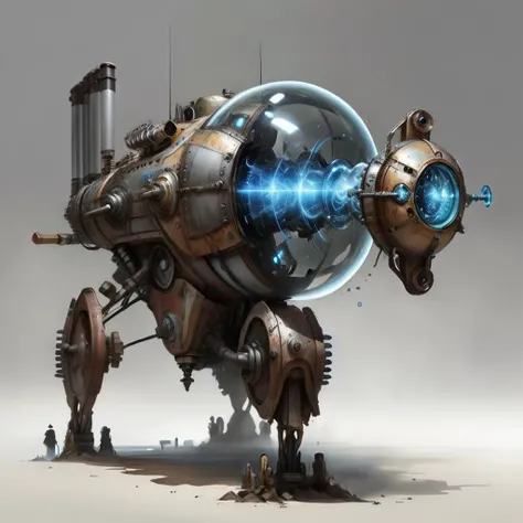 <lora:teslapunkV2:.5> concept art , teslapunkai ww1 battle tank retro-futuristic glass valve-powered