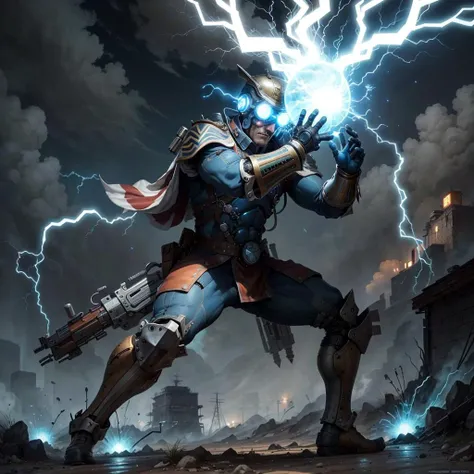 , <lora:teslapunkai2:.5> , teslapunkai, retro-futuristic, ww1 super weapon, electricity powered