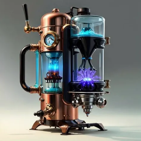 <lora:teslapunkV2:.45> concept art , valvepunkai coffee machine retro-futuristic glass valve-powered